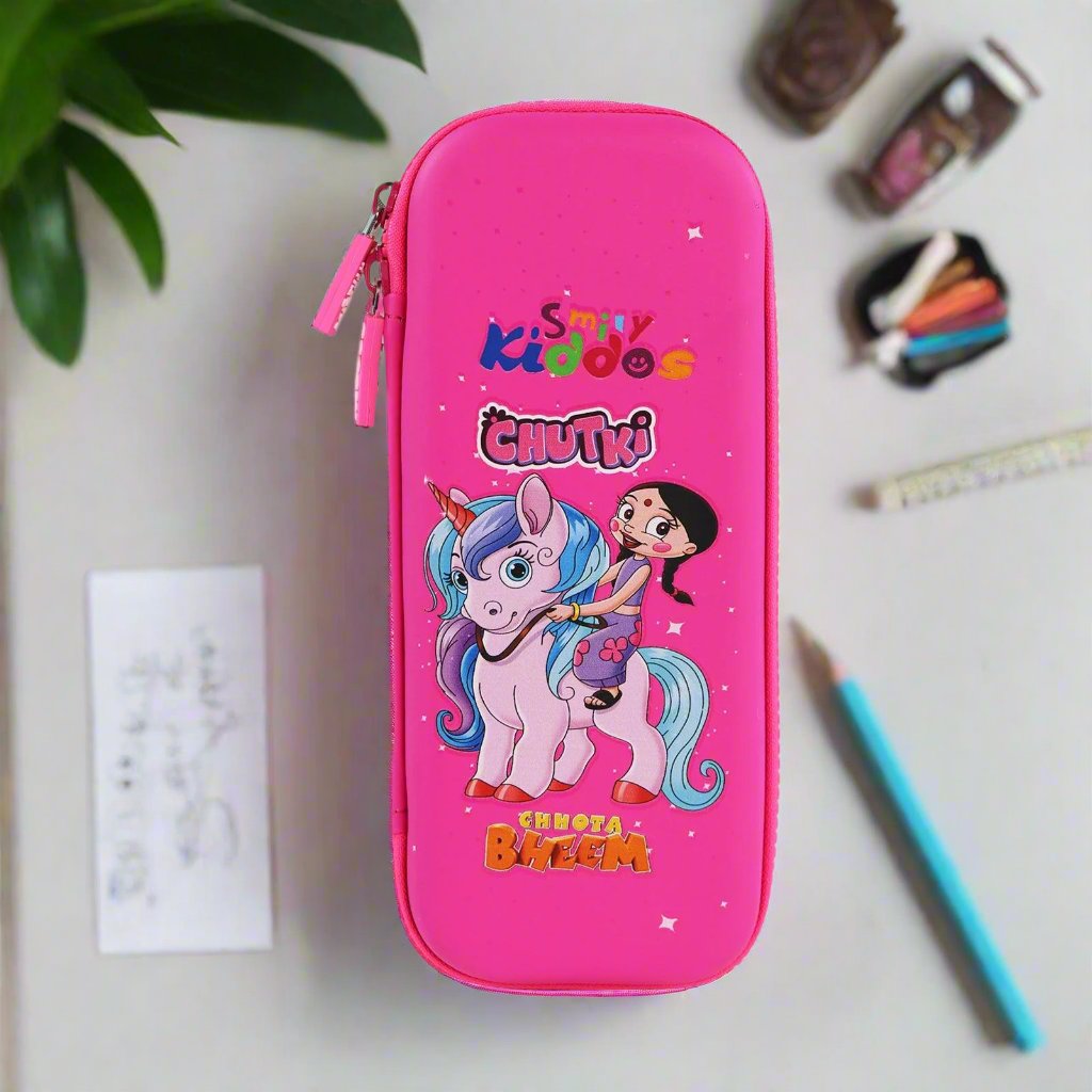 Smily Kiddos - Licensed Chhota Bheem  - Stylish & Spacious Hardtop EVA Pencil Case Chutki Unicorn - Pink