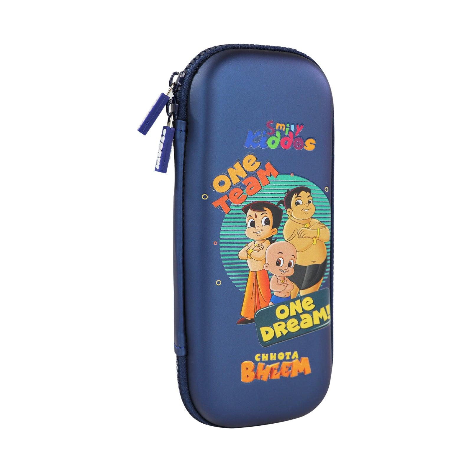 Smily Kiddos - Licensed Chhota Bheem  - Stylish & Spacious Hardtop EVA Pencil Case  One Team - Metallic Blue