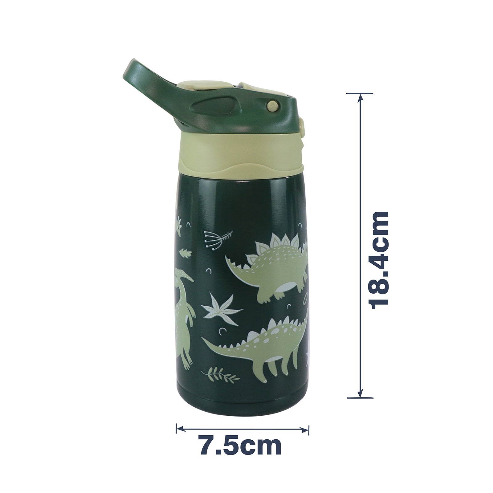 Smily Kiddos Insulated Water Bottle 450ml - Dino Theme Green