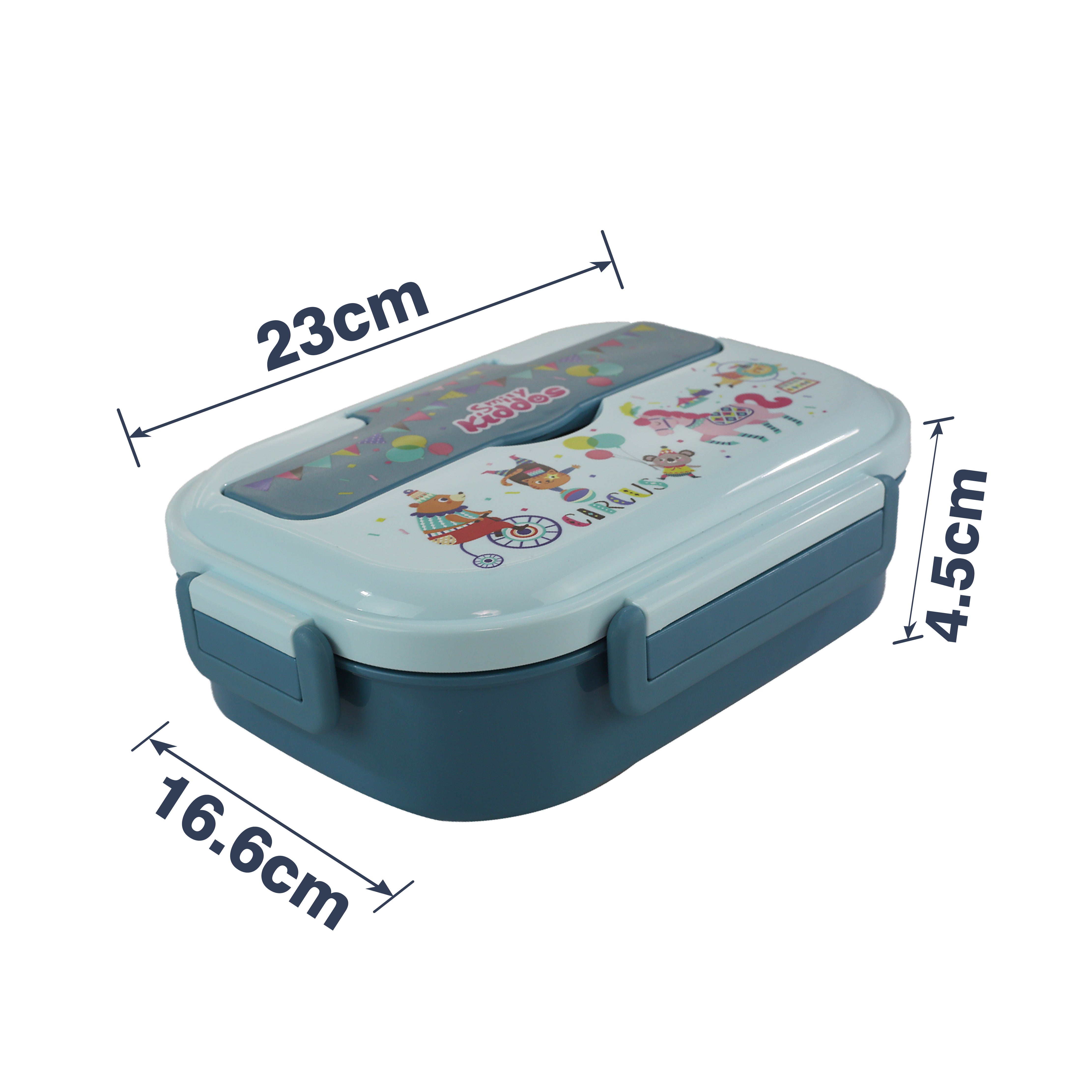 Smily kiddos Stainless Steel Circus Theme Lunch Box - Light Blue 3+ years