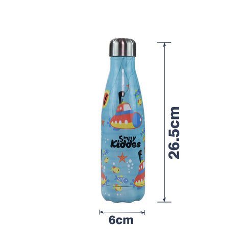 Image of Smily Kiddos Steel Water Bottle Light Blue  - Deep ocean Theme