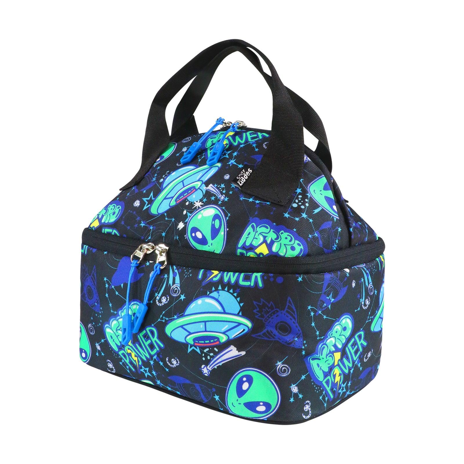 Smily Kiddos Double Decker Lunch Bag Alien Theme- Black LxWxH :25.5 X 17 X 20 CM