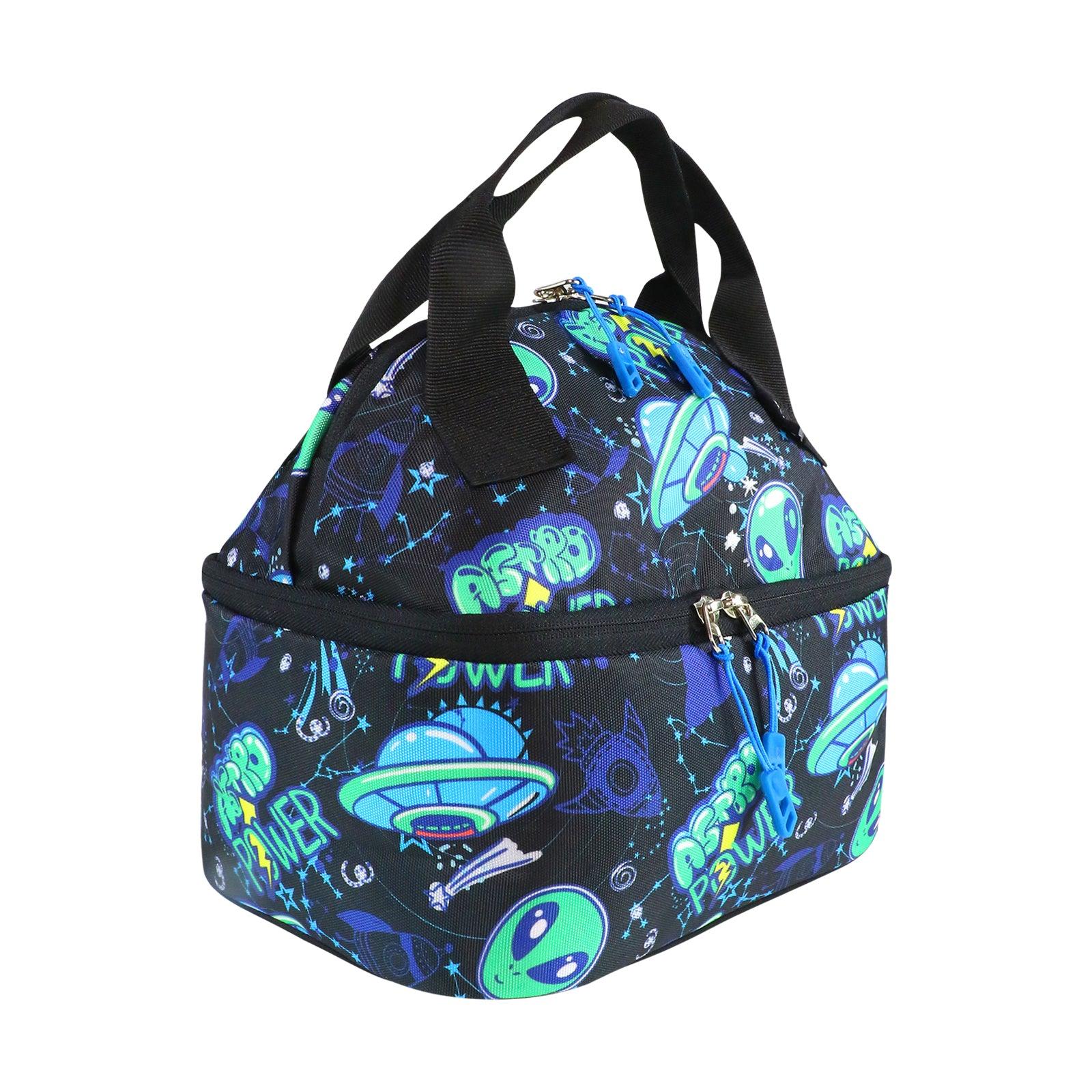 Smily Kiddos Double Decker Lunch Bag Alien Theme- Black LxWxH :25.5 X 17 X 20 CM