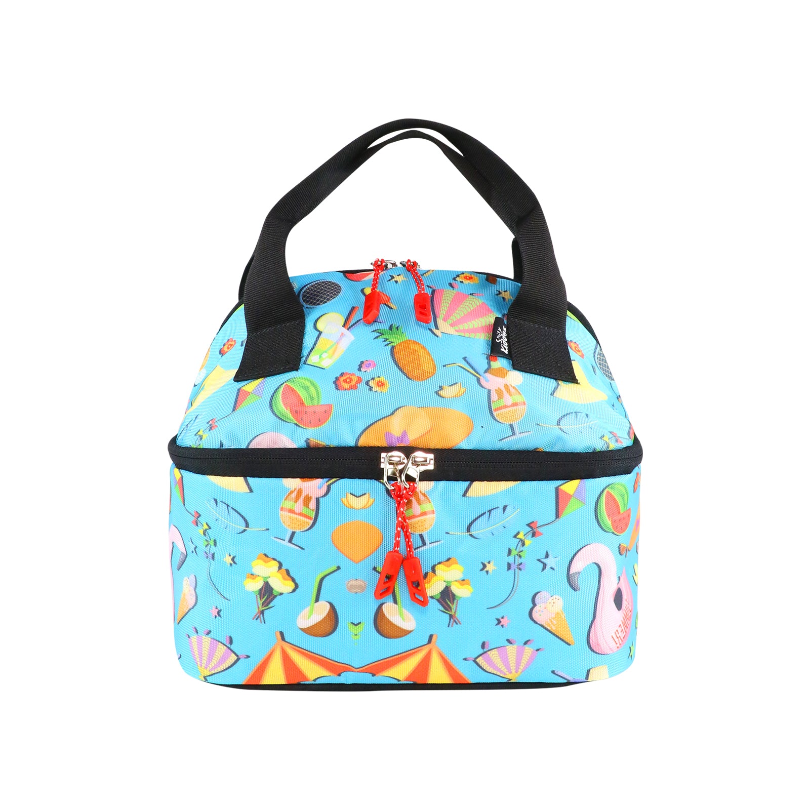 Smily Kiddos Double Decker Lunch Bag Picnic Theme- Blue LxWxH :25.5 X 17 X 20 CM