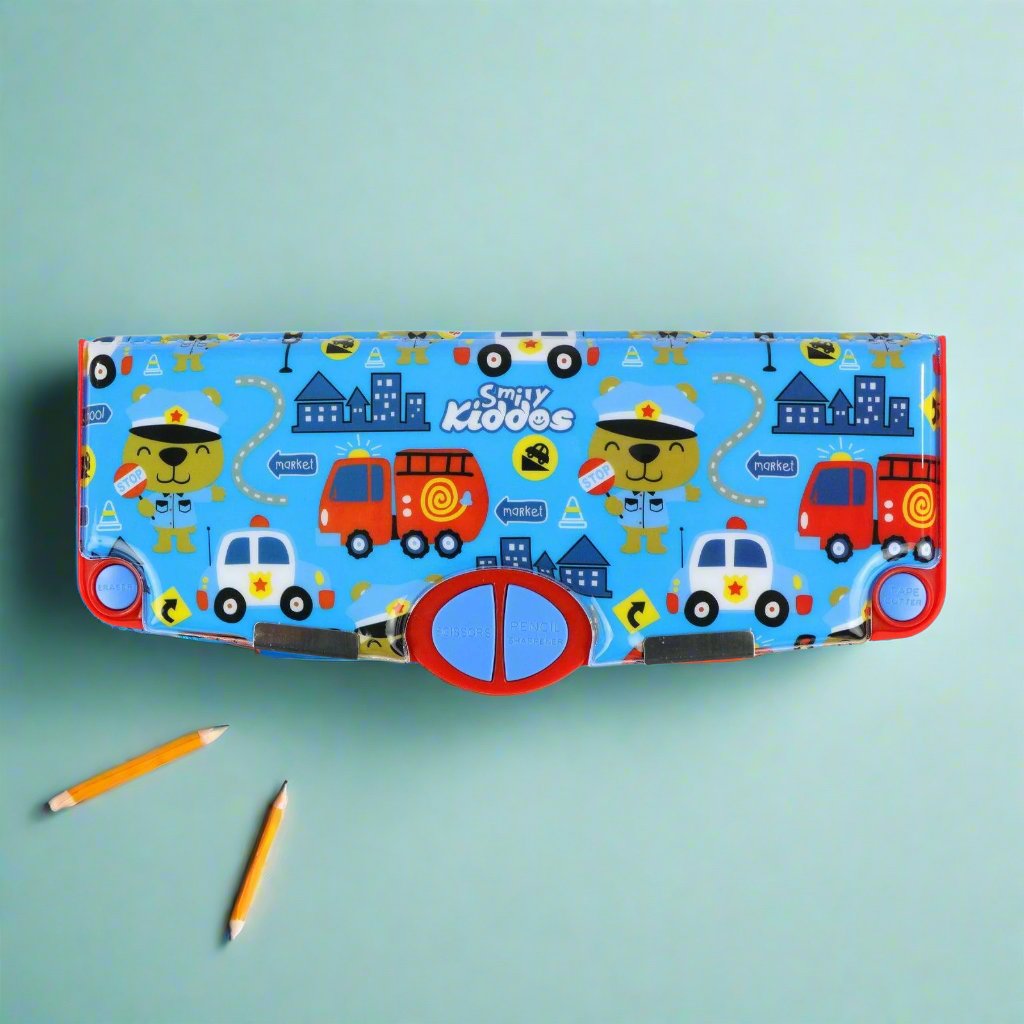 Smily Kiddos Pop Out Pencil box Police Theme - Blue