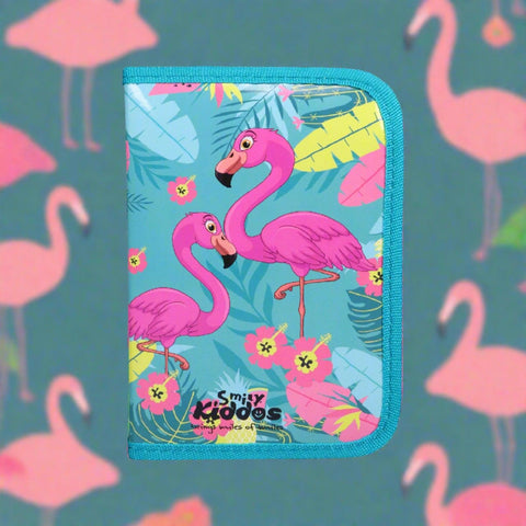 Image of Smily Kiddos Stationery Case Flamingo Theme Blue (Stationery Included)