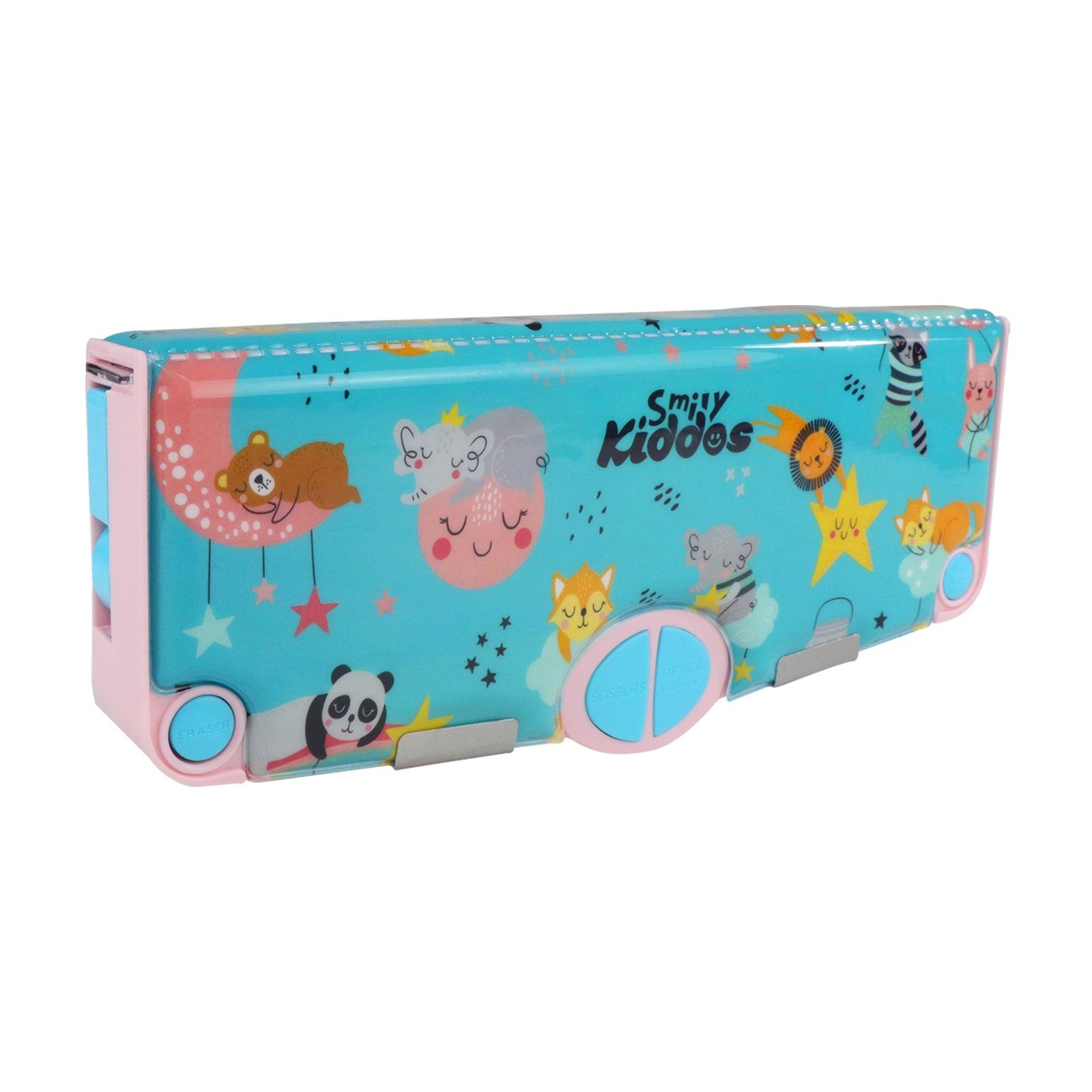 Smily Kiddos Pop Out Pencil box Rainbow Animals - Teal Blue