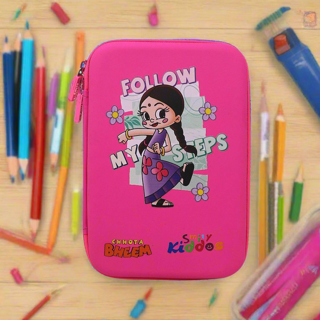 Smily Kiddos - Licensed Chhota Bheem  - Stylish & Spacious Hardtop EVA Pencil Case Chutki Follow my Steps - Pink