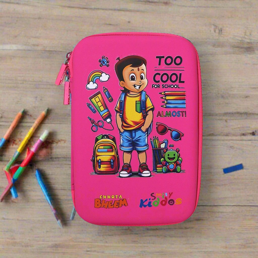 Smily Kiddos - Licensed Chhota Bheem  - Stylish & Spacious Hardtop EVA Pencil Case Too Cool - Pink