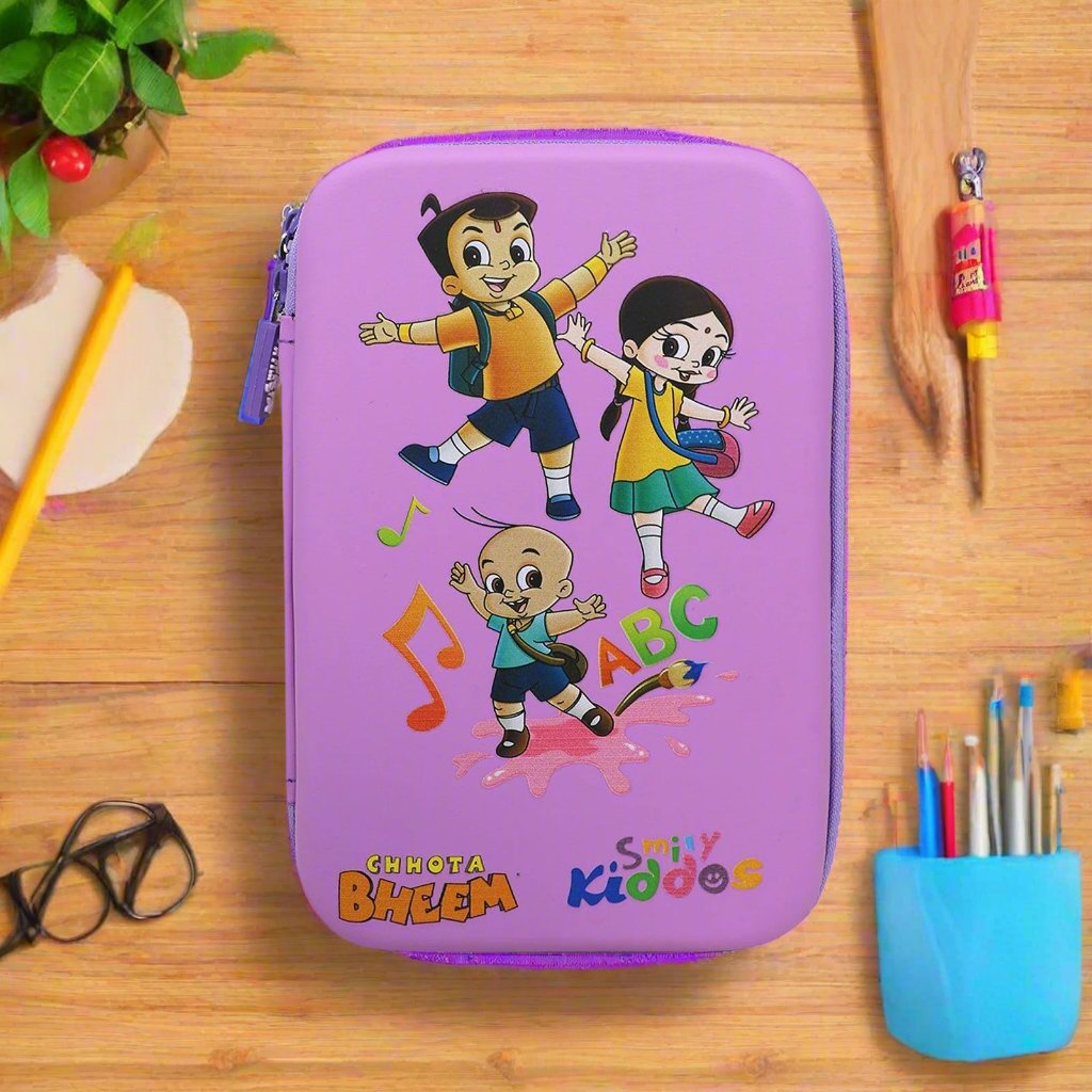 Smily Kiddos - Licensed Chhota Bheem  - Stylish & Spacious Hardtop EVA Pencil Case Musical - Purple