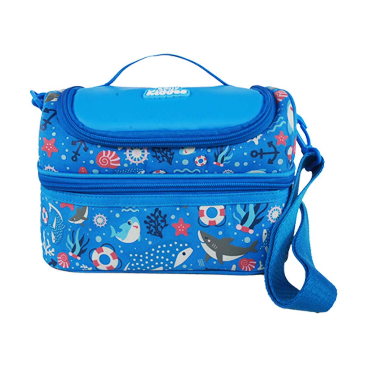 Double Decker Lunch Bag V3 | Baby Shark Theme | Insulated & Spacious Lunch Tote for Kids - Blue