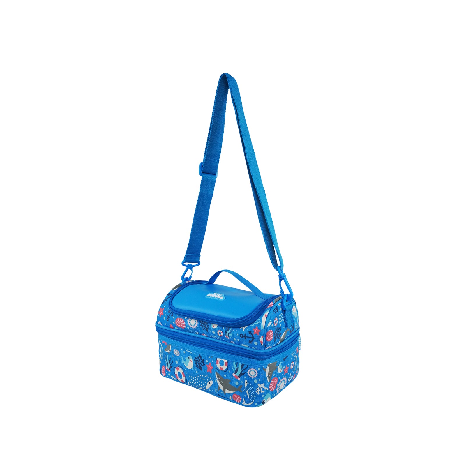 Double Decker Lunch Bag V3 | Baby Shark Theme | Insulated & Spacious Lunch Tote for Kids - Blue