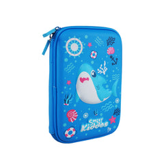 Single Compartment Pencil Case V3 | Baby Shark Theme | Durable & Spacious Hardtop Stationery Organizer - Blue