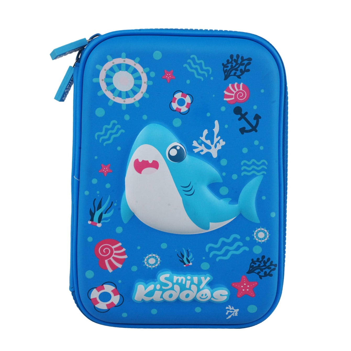 Single Compartment Pencil Case V3 | Baby Shark Theme | Durable & Spacious Hardtop Stationery Organizer - Blue