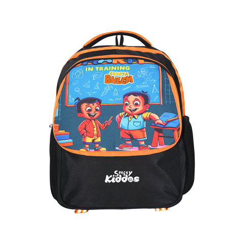 Image of Smily Kiddos - Licensed Chhota Bheem Preschool Backpack III -Black & Orange