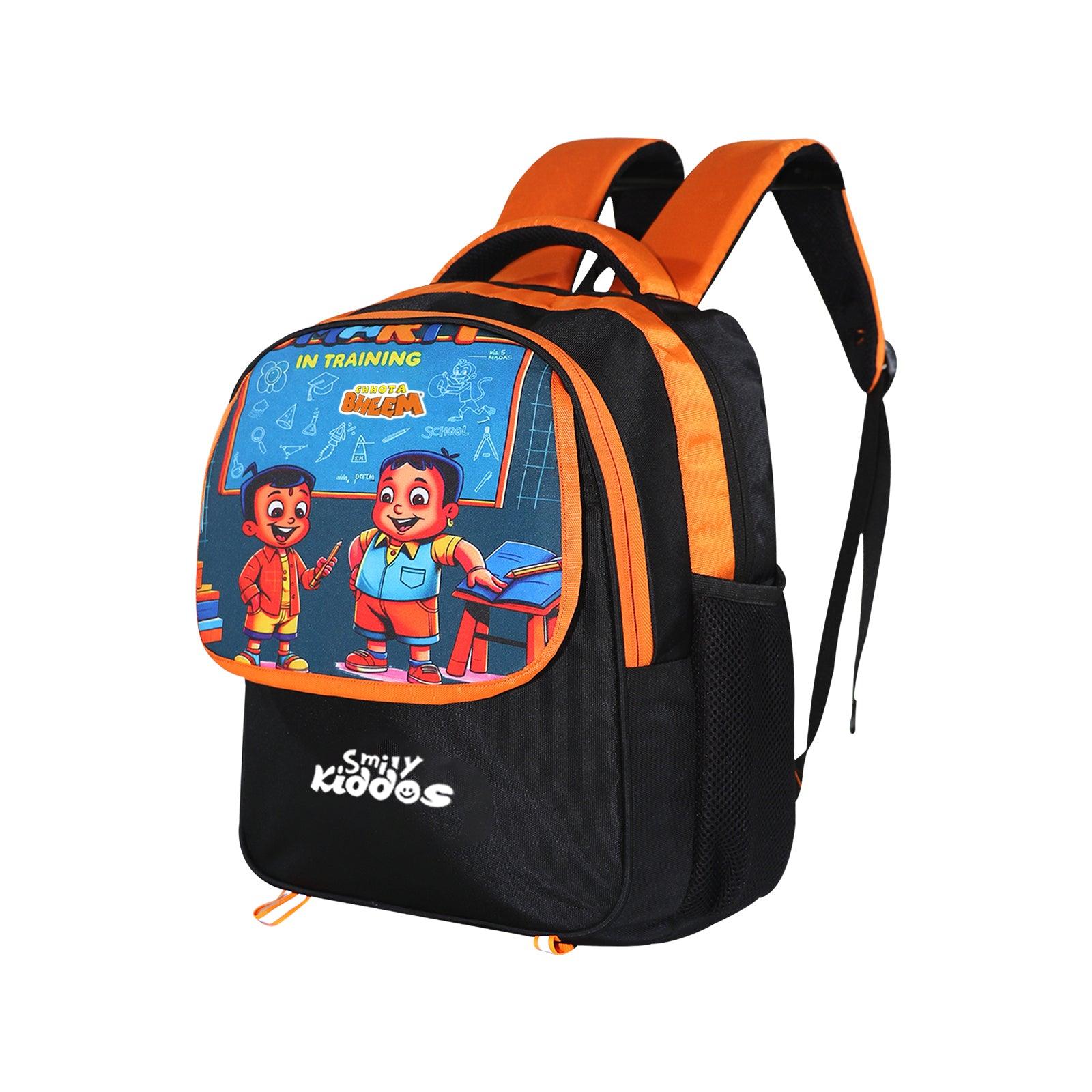 Smily Kiddos - Licensed Chhota Bheem Preschool Backpack III -Black & Orange