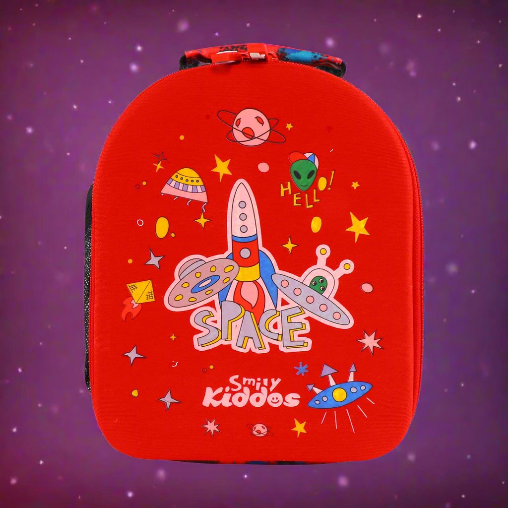 Smily Kiddos Eva Pre School Backpack Space Theme Red