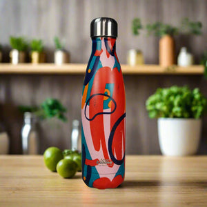 Smily Kiddos 500 ML Stainless Steel  Water Bottle Abstract Theme Red