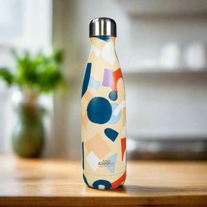 Smily Kiddos 500 ML Stainless Steel  Water Bottle Abstract Theme Yellow