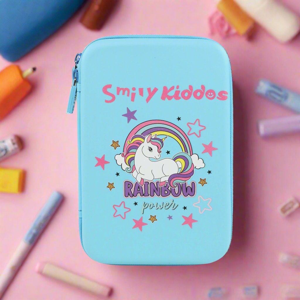 Smily Kiddos Single Compartment Eva Pencil Unicorn Power- Light Blue