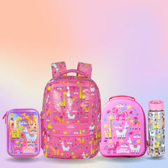 Smily Kiddos Combo PINK (Backpack, Lunch Bag, Pencil Box , Water Bottle )