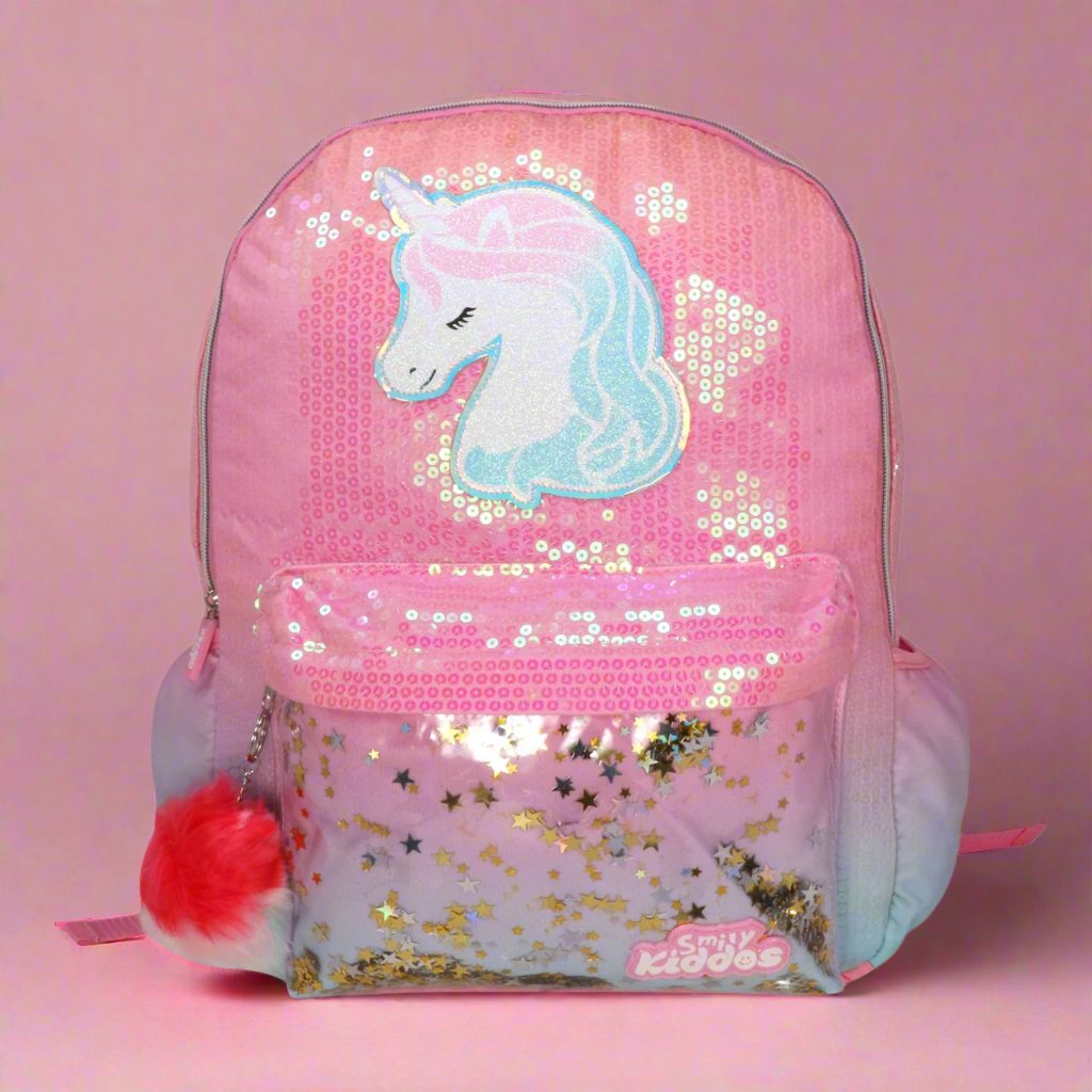 Smily Kiddos Unicorn Charm Backpack For Girls - Pink