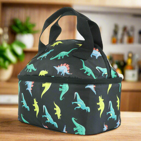 Image of Smily Kiddos Double Decker Lunch Bag Dino Theme - Black LxWxH :25.5 X 17 X 20 CM