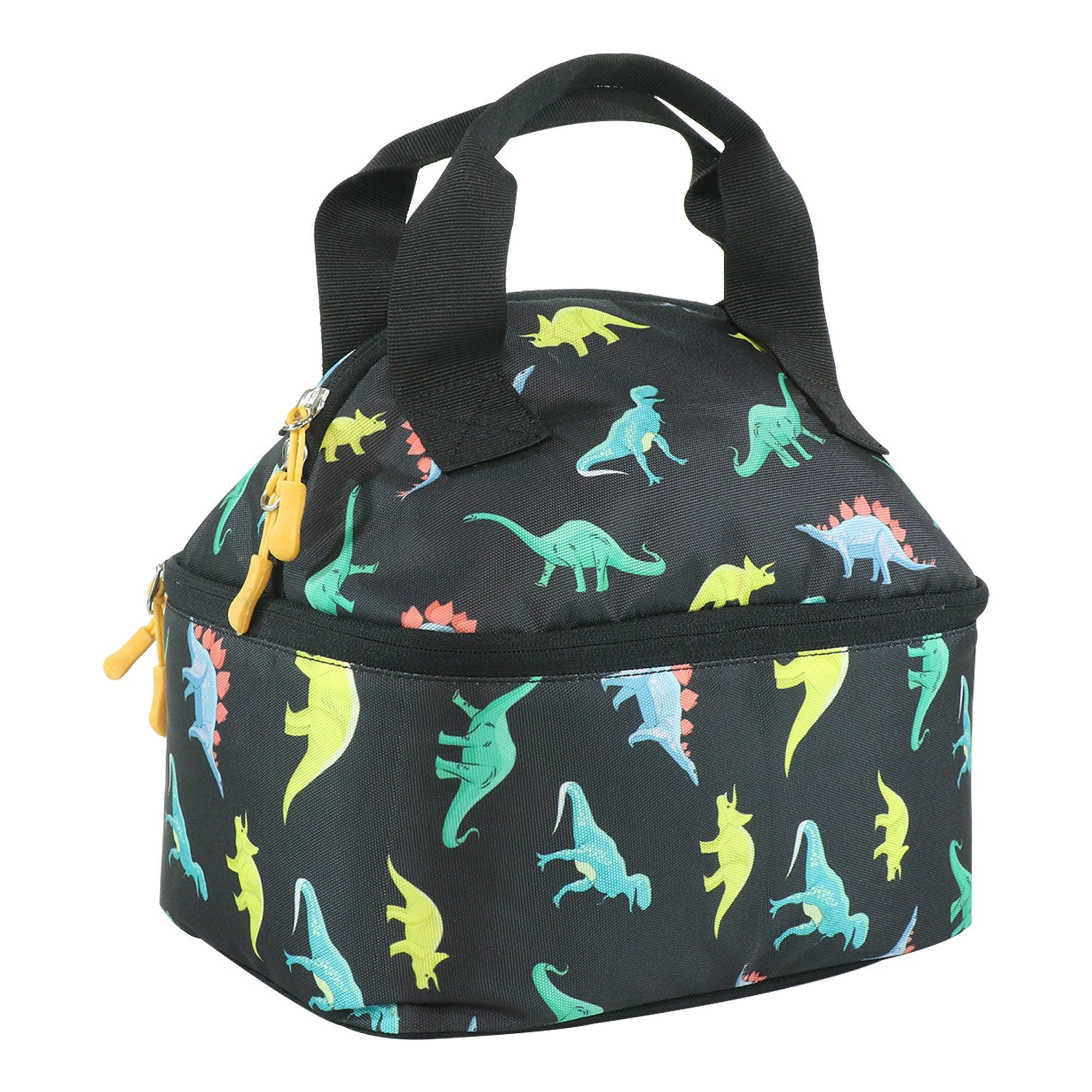 Smily Kiddos Double Decker Lunch Bag Dino Theme - Black LxWxH :25.5 X 17 X 20 CM