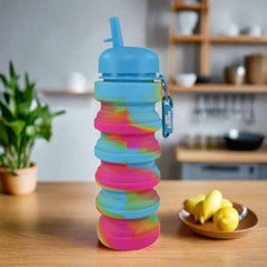 Smily Kiddos Silicone Expandable & Foldable Water Bottle Light Blue