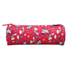 Unicorn Print Round Pencil Pouch – Pink