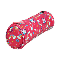 Unicorn Print Round Pencil Pouch – Pink