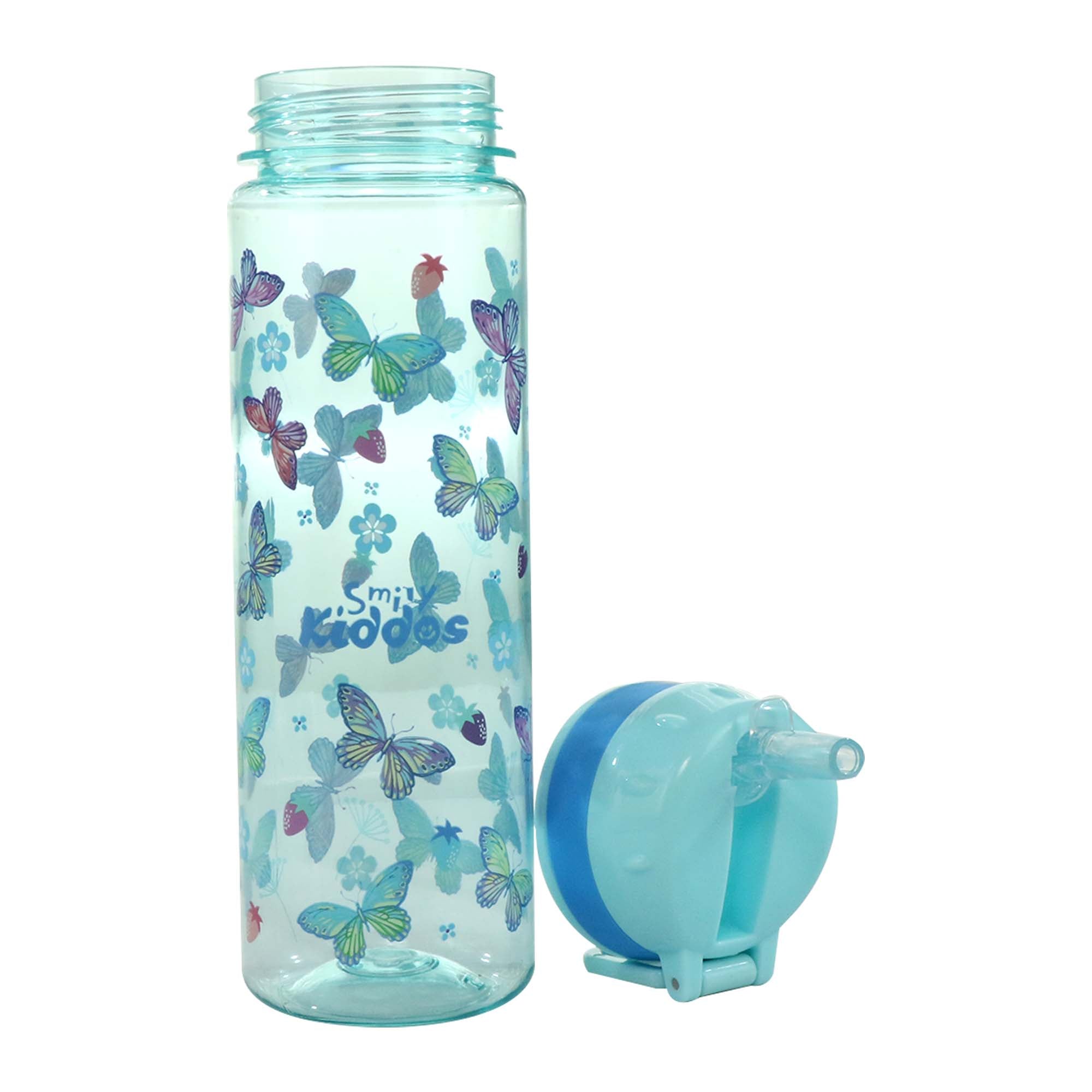 Smily Kiddos Straight Water Bottle With Flip Top Nozzle Butterfly