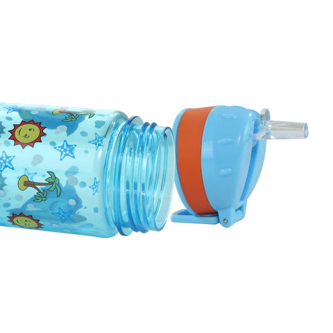 Image of Smily Kiddos Straight Water Bottle With Flip Top Nozzle Happy Shark