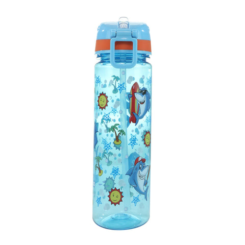 Image of Smily Kiddos Straight Water Bottle With Flip Top Nozzle Happy Shark