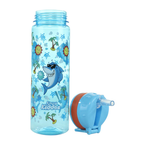 Image of Smily Kiddos Straight Water Bottle With Flip Top Nozzle Happy Shark