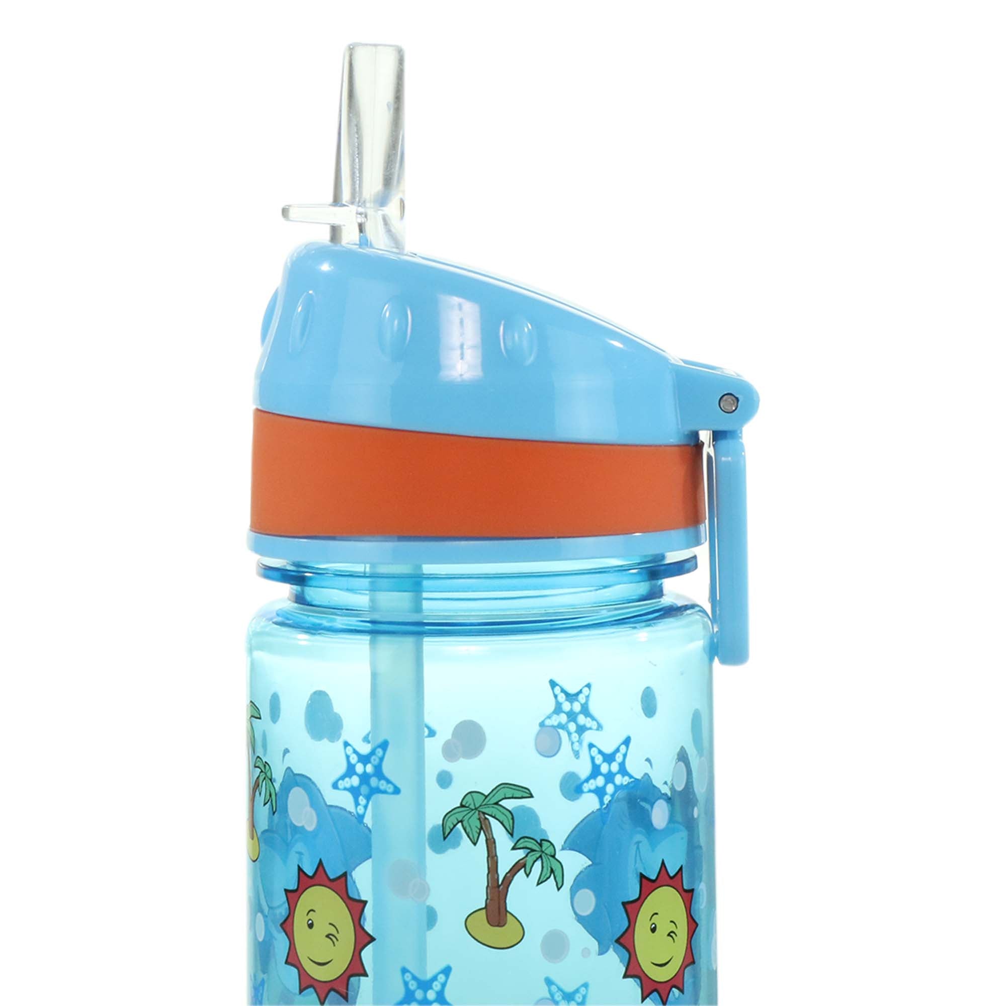 Smily Kiddos Straight Water Bottle With Flip Top Nozzle Happy Shark