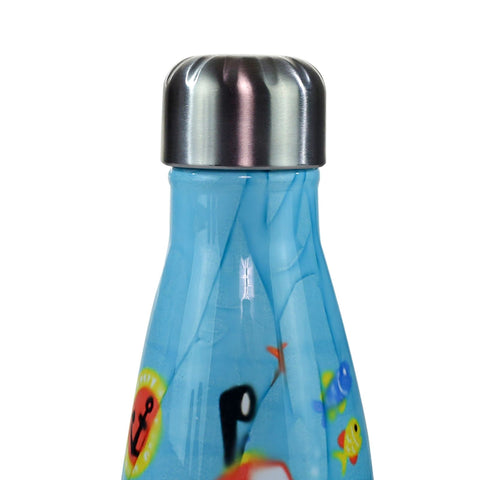 Image of Smily Kiddos Steel Water Bottle Light Blue  - Deep ocean Theme