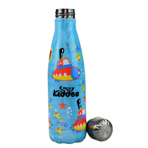 Image of Smily Kiddos Steel Water Bottle Light Blue  - Deep ocean Theme