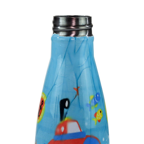 Image of Smily Kiddos Steel Water Bottle Light Blue  - Deep ocean Theme