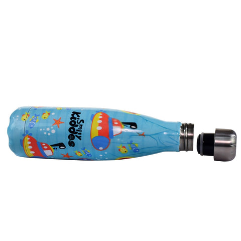 Image of Smily Kiddos Steel Water Bottle Light Blue  - Deep ocean Theme