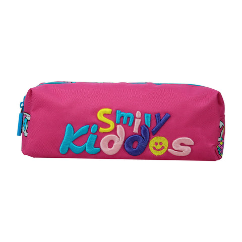 Image of Smily Twin Zipper Pencil Pouch Pink