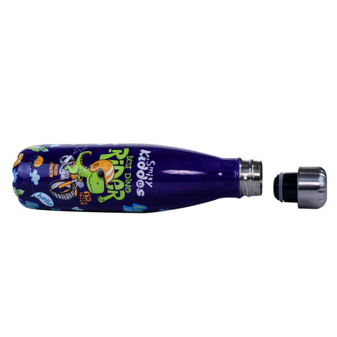 Image of Smily Kiddos Steel Water Bottle Violet  - Rider Dino Theme