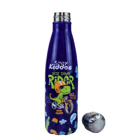 Image of Smily Kiddos Steel Water Bottle Violet  - Rider Dino Theme