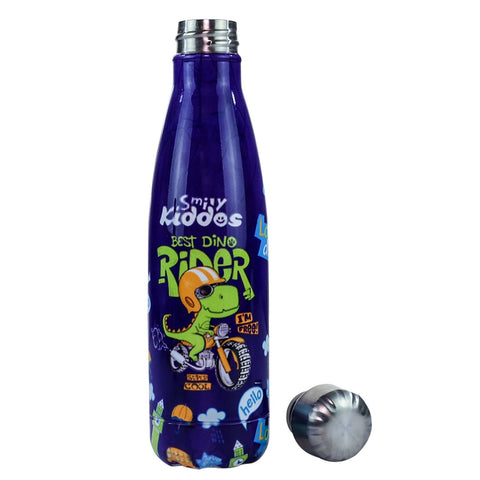 Image of Smily Kiddos Steel Water Bottle Violet  - Rider Dino Theme