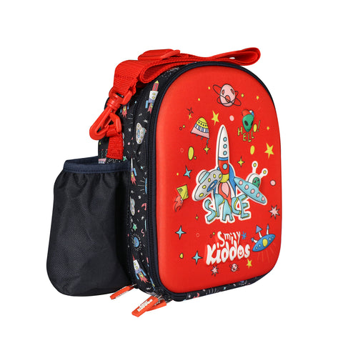 Image of Smily Kiddos Hardtop Lunch Bag Space Theme Red & Black