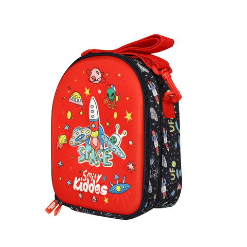 Image of Smily Kiddos Hardtop Lunch Bag Space Theme Red & Black