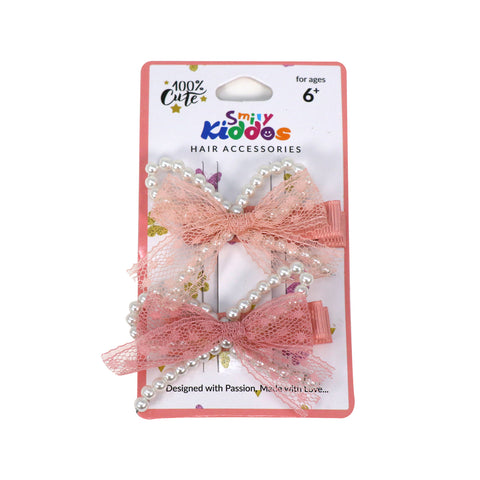 Image of Smily Kiddos Pearl Bow Hair Clip Set