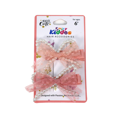 Image of Smily Kiddos Pearl Bow Hair Clip Set