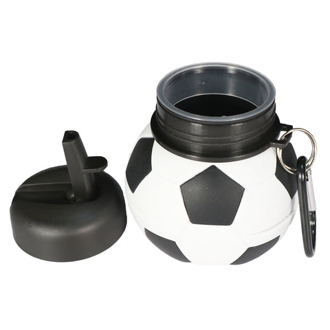 Image of Smily Kiddos Silicone Expandable & Foldable Football Water Bottle Black & White