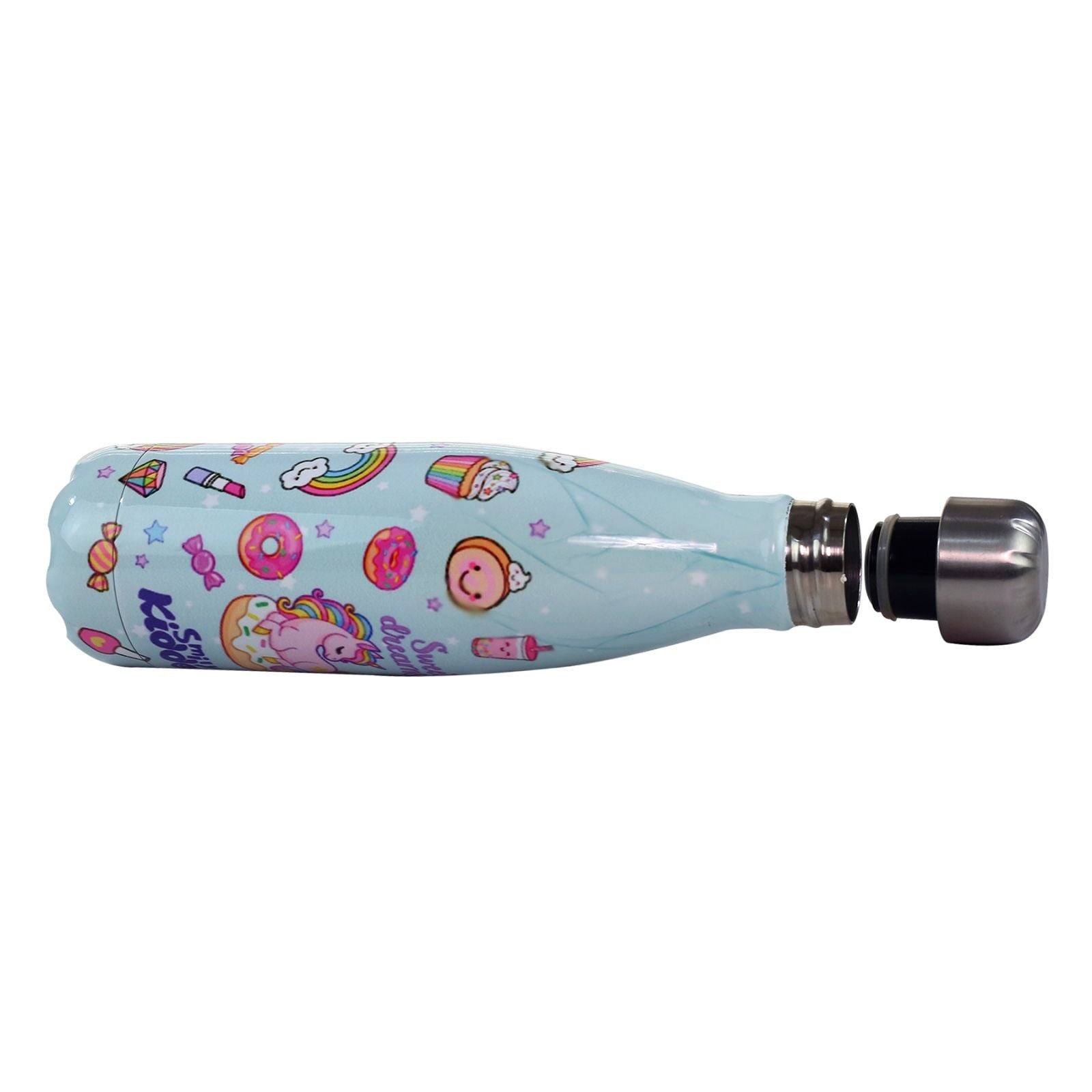 Smily Kiddos Steel Water Bottle light Blue  - Donut Theme